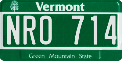 VT license plate NRO714