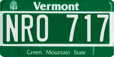 VT license plate NRO717
