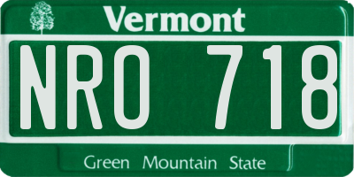 VT license plate NRO718