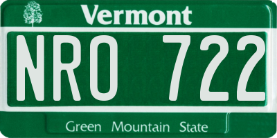 VT license plate NRO722