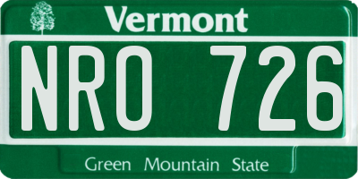 VT license plate NRO726