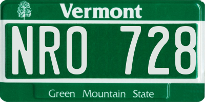 VT license plate NRO728