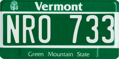 VT license plate NRO733