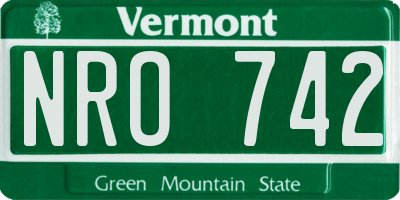 VT license plate NRO742
