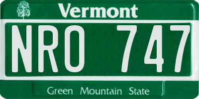 VT license plate NRO747