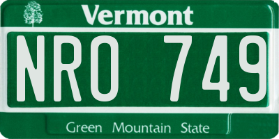VT license plate NRO749