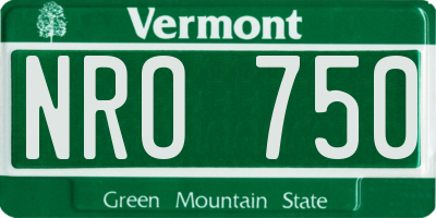 VT license plate NRO750