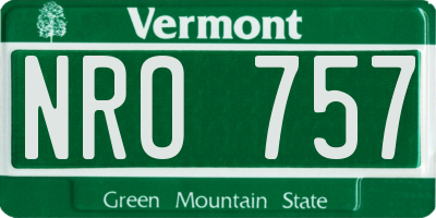 VT license plate NRO757