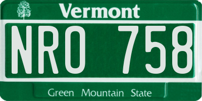 VT license plate NRO758