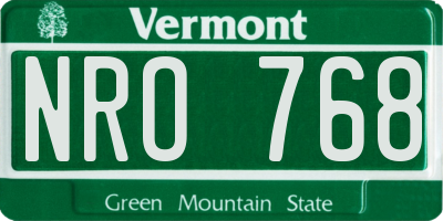 VT license plate NRO768