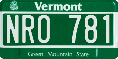 VT license plate NRO781