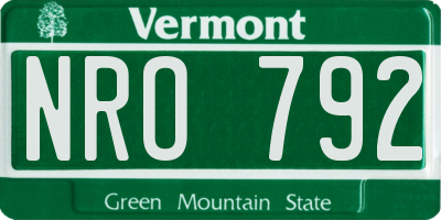 VT license plate NRO792
