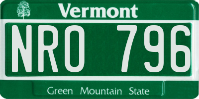 VT license plate NRO796