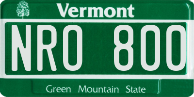 VT license plate NRO800