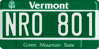 VT license plate NRO801