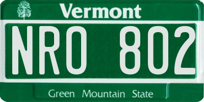 VT license plate NRO802