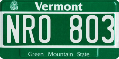 VT license plate NRO803