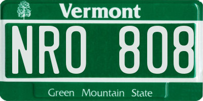 VT license plate NRO808