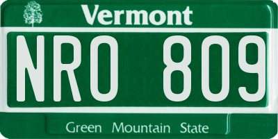 VT license plate NRO809