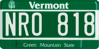 VT license plate NRO818