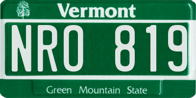 VT license plate NRO819