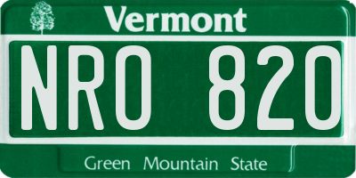 VT license plate NRO820