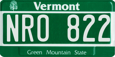 VT license plate NRO822