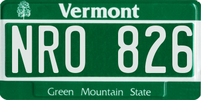 VT license plate NRO826