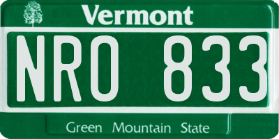 VT license plate NRO833