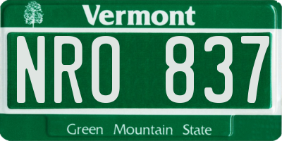 VT license plate NRO837