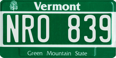 VT license plate NRO839