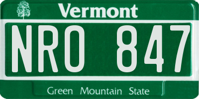 VT license plate NRO847