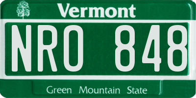 VT license plate NRO848