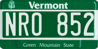 VT license plate NRO852