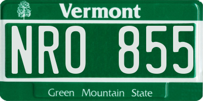 VT license plate NRO855