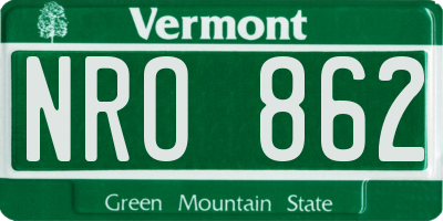 VT license plate NRO862