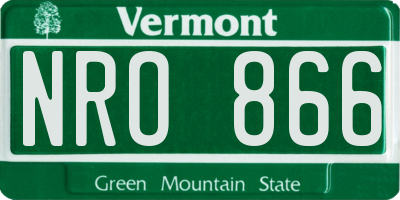 VT license plate NRO866