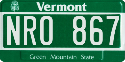 VT license plate NRO867