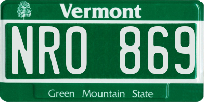 VT license plate NRO869