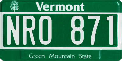 VT license plate NRO871