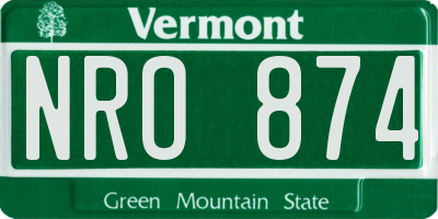 VT license plate NRO874