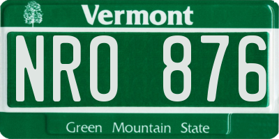 VT license plate NRO876