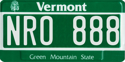 VT license plate NRO888