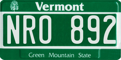 VT license plate NRO892