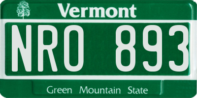 VT license plate NRO893