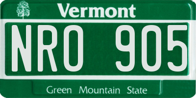 VT license plate NRO905