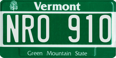 VT license plate NRO910