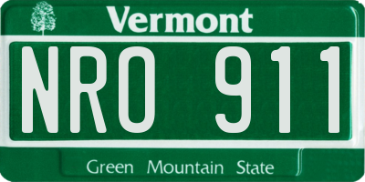 VT license plate NRO911