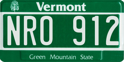 VT license plate NRO912