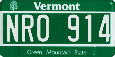 VT license plate NRO914